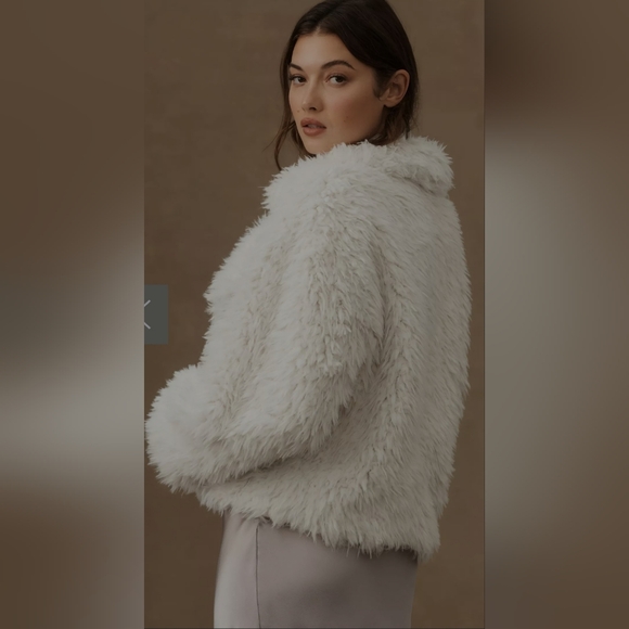 Anthropologie Faux Fur Pink Double Breasted Coat Size Large - Picture 8 of 10